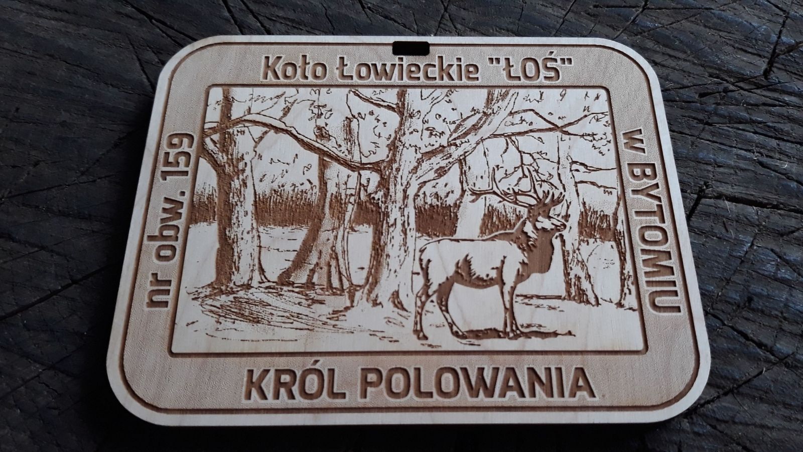 Drewniany medal dla Króla Polowania