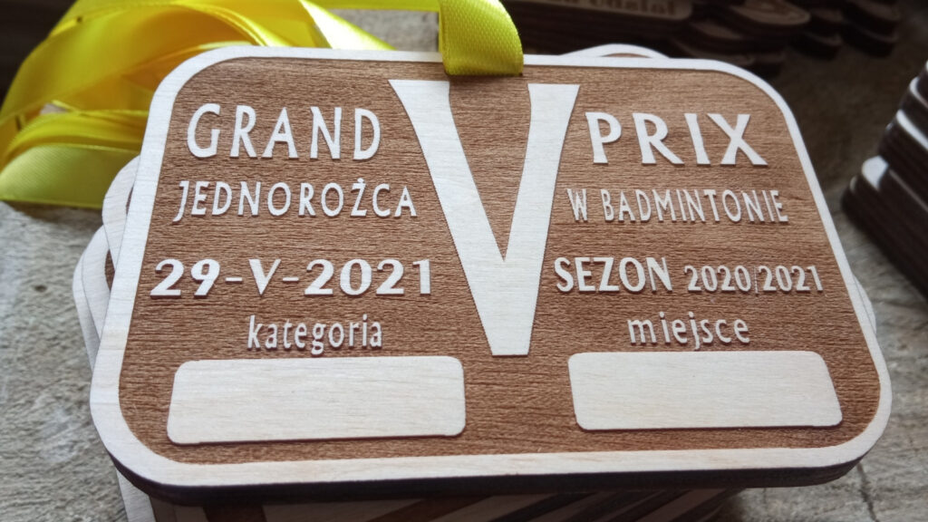 V Grand Prix Jednorożca w Badmintonie – medale z miejscem na wpisanie zajętego miejsca i kategorii