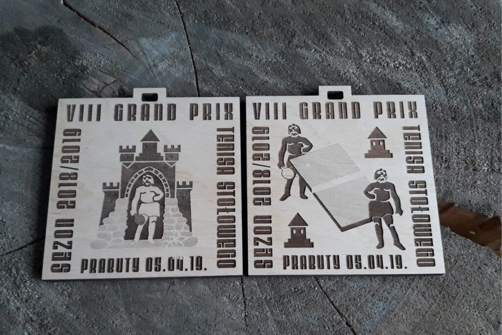 VIII Grand Prix Prabut w Tenisie Stołowym – drewniane medale dwustronne VIII Grand Prix Prabut w Tenisie Stołowym – drewniane medale dwustronne