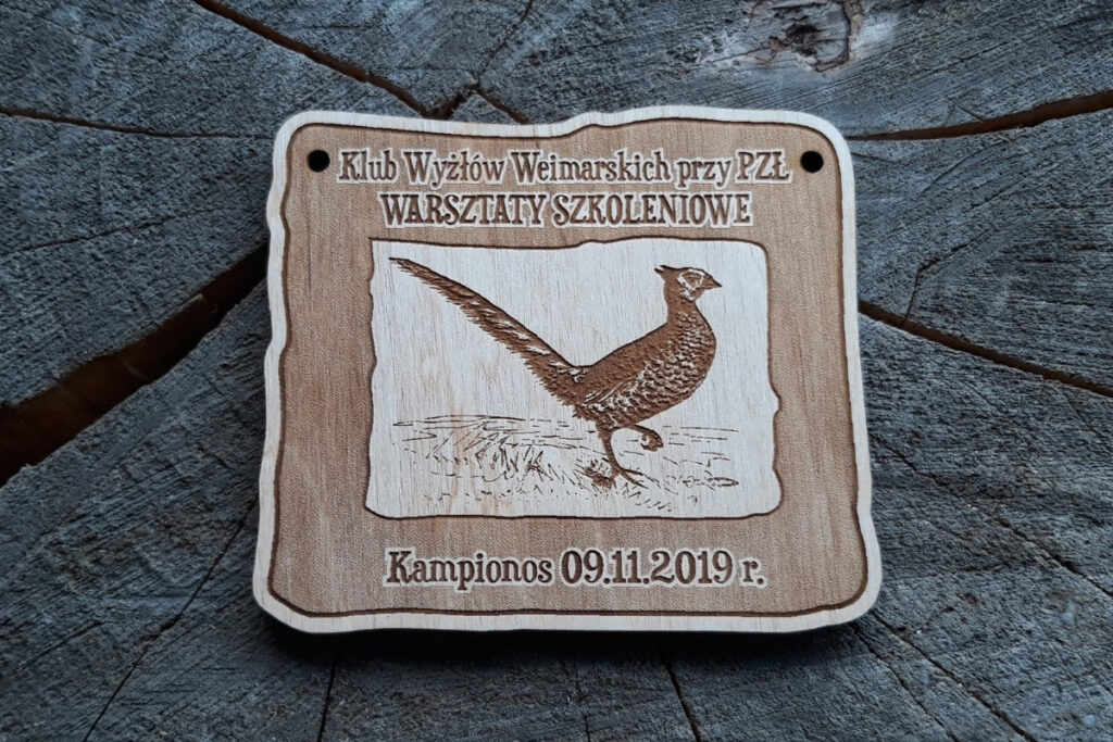 Drewniany medal myśliwski na Warsztaty Szkoleniowe